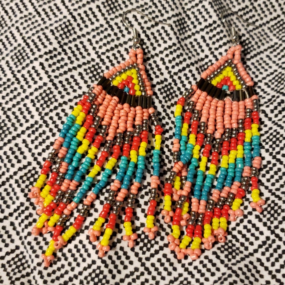 Seed Bead Earrings Native American Look